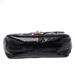 Pre Owned Chloe Black Python Leather Medium Elsie Shoulder Bag       