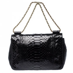 Pre Owned Chloe Black Python Leather Medium Elsie Shoulder Bag       