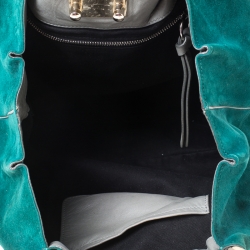 Pre Owned Chloe Green/Grey Suede and Leather Tassel Bucket Shoulder Bag