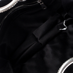 Pre Owned Chloe Black Beaded Satin Crystal Embellished Ring Handle Clutch