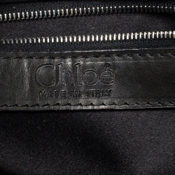 Pre Owned Chloe Black Beaded Satin Crystal Embellished Ring Handle Clutch