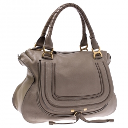 Pre Owned Chloe Beige Leather Large Marcie Satchel