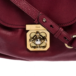 Pre Owned Chloe Burgundy Leather Elsie Top Handle Bag