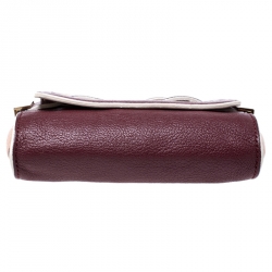 Pre Owned Chloe Burgundy/Peach Leather Elle Chain Clutch