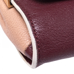 Pre Owned Chloe Burgundy/Peach Leather Elle Chain Clutch
