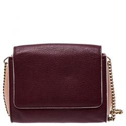 Pre Owned Chloe Burgundy/Peach Leather Elle Chain Clutch