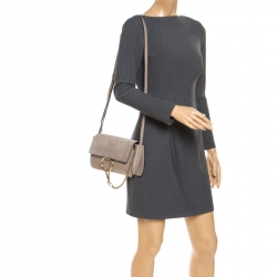 مملوكة مسبقًا Chloe Taupe Leather and Suede Small Faye Shoulder Bag