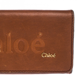 Pre Owned Chloe Tan Leather Flap Continental Wallet