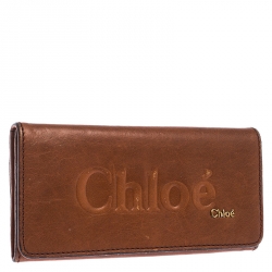Pre Owned Chloe Tan Leather Flap Continental Wallet