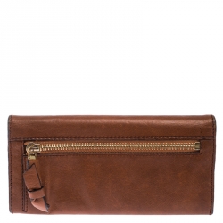 Pre Owned Chloe Tan Leather Flap Continental Wallet
