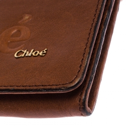 Pre Owned Chloe Tan Leather Flap Continental Wallet