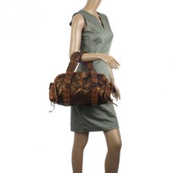 Pre Owned Chloe Metallic Bronze Python Snakeskin Silverado Satchel