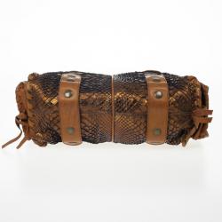 Pre Owned Chloe Metallic Bronze Python Snakeskin Silverado Satchel
