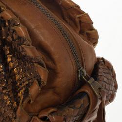 Pre Owned Chloe Metallic Bronze Python Snakeskin Silverado Satchel