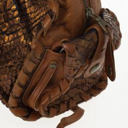 Pre Owned Chloe Metallic Bronze Python Snakeskin Silverado Satchel