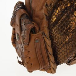 Pre Owned Chloe Metallic Bronze Python Snakeskin Silverado Satchel