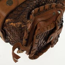 Pre Owned Chloe Metallic Bronze Python Snakeskin Silverado Satchel