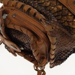 Pre Owned Chloe Metallic Bronze Python Snakeskin Silverado Satchel