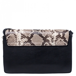 مملوكة مسبقًا حقيبة كتف كلوي فايه جلد ثعبان وجلد بيضاء / سوداء صغيرة