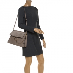 Pre Owned Chloe Light Beige Leather and Suede Faye Shoulder Bag