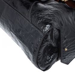 Pre Owned  Chloé Black Patent Leather Metal Flap Pocket Satchel