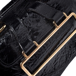 Pre Owned  Chloé Black Patent Leather Metal Flap Pocket Satchel