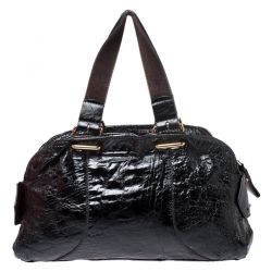 Pre Owned  Chloé Black Patent Leather Metal Flap Pocket Satchel