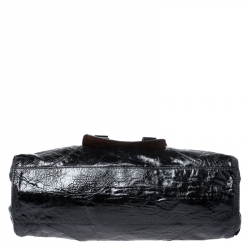 Pre Owned  Chloé Black Patent Leather Metal Flap Pocket Satchel