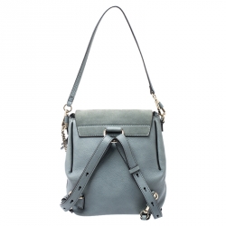 Chloe Light Blue Leather and Suede Small Faye Daye Backpack