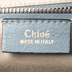 Chloe Light Blue Leather and Suede Small Faye Daye Backpack
