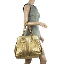 مملوكة مسبقًا Chloe Metallic Gold Leather Heloise Tote
