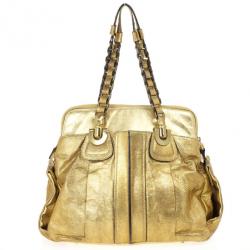 مملوكة مسبقًا Chloe Metallic Gold Leather Heloise Tote