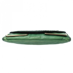 Pre Owned Chloe Green Leather and Python Limited Edition Clutch