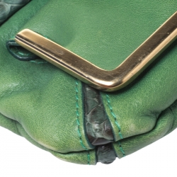 Pre Owned Chloe Green Leather and Python Limited Edition Clutch