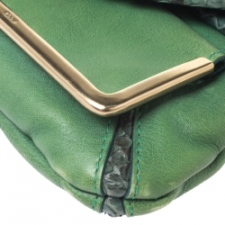 Pre Owned Chloe Green Leather and Python Limited Edition Clutch