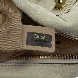 مملوكة مسبقًا Chloe White Leather Small Paraty Tote