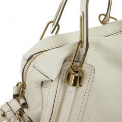 مملوكة مسبقًا Chloe White Leather Small Paraty Tote