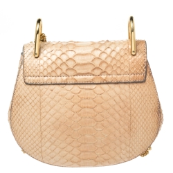 Pre Owned حقيبة كتف كلوي درو جلد ثعبان بيج صغيرة 