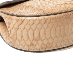 Pre Owned حقيبة كتف كلوي درو جلد ثعبان بيج صغيرة 