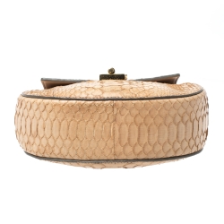 Pre Owned حقيبة كتف كلوي درو جلد ثعبان بيج صغيرة 