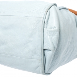 Pre Owned Chloe Sky Blue/Beige Leather Ethel Satchel