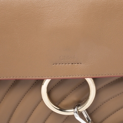 Pre Owned Chloe Brown/Red Leather Faye Daye Top Handle Bag