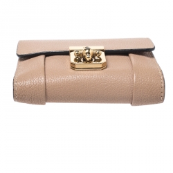 Pre Owned Chloe Beige Leather Compact Wallet