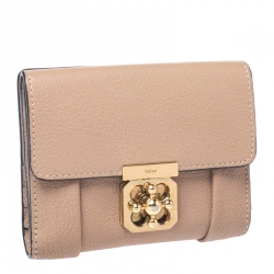Pre Owned Chloe Beige Leather Compact Wallet