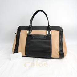 Pre Owned Chloe Ivory/Black Leather Alice Satchel