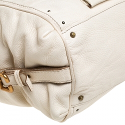 Pre Owned Chloe Off White Leather Front Pocket Paddington Satchel