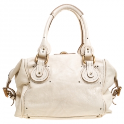 Pre Owned Chloe Off White Leather Front Pocket Paddington Satchel