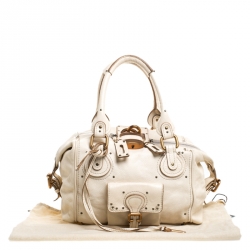 Pre Owned Chloe Off White Leather Front Pocket Paddington Satchel