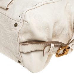 Pre Owned Chloe Off White Leather Front Pocket Paddington Satchel