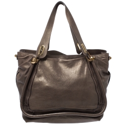 مملوكة مسبقًا Chloe Olive Green Leather Large Paraty Shopper Tote